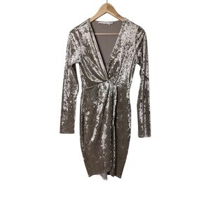 ASTR Gold Crushed Velvet Mandy Dress S
